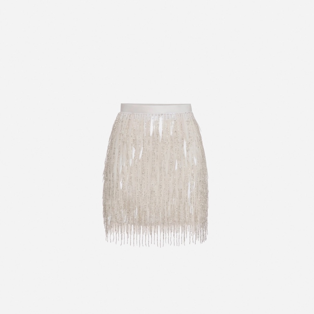 Chic Cream Fringe Mini Skirt